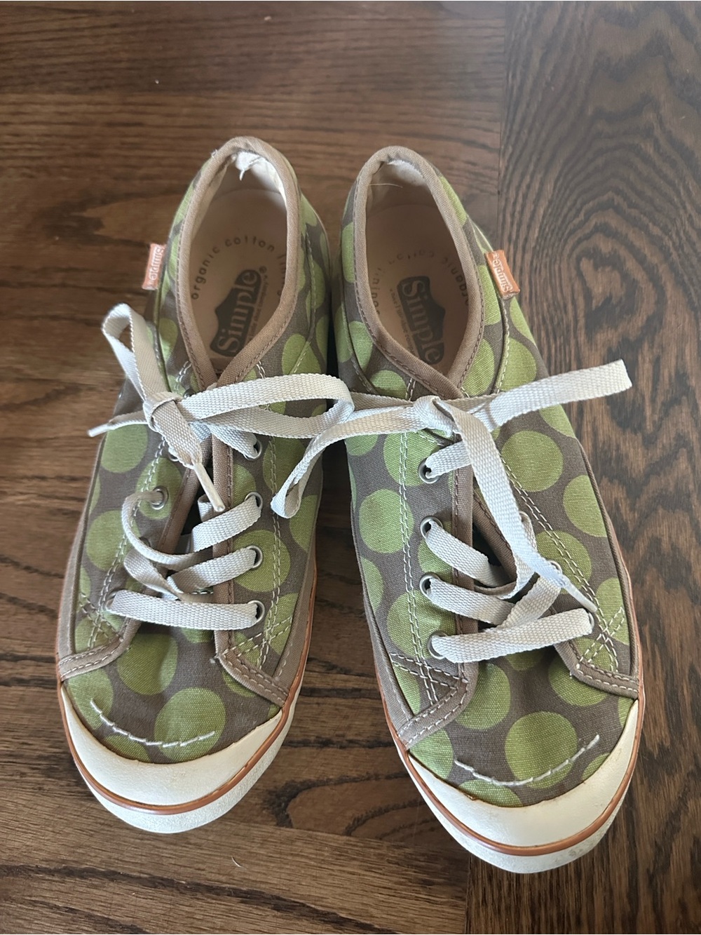 Simple Olive Green Polka Dot Canvas Sneakers